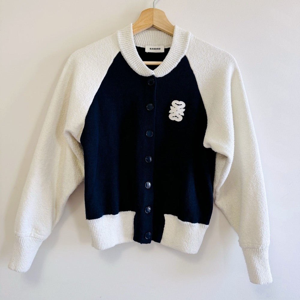 Sandro Black and White Bomber Jacket